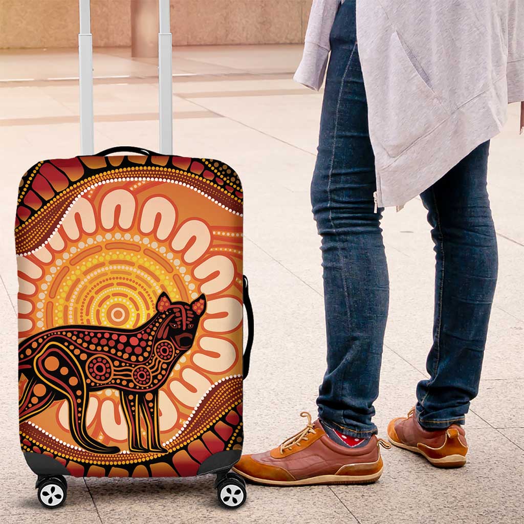 Indigenous Dingo Australia Luggage Cover Australian Aboriginal Art Proud