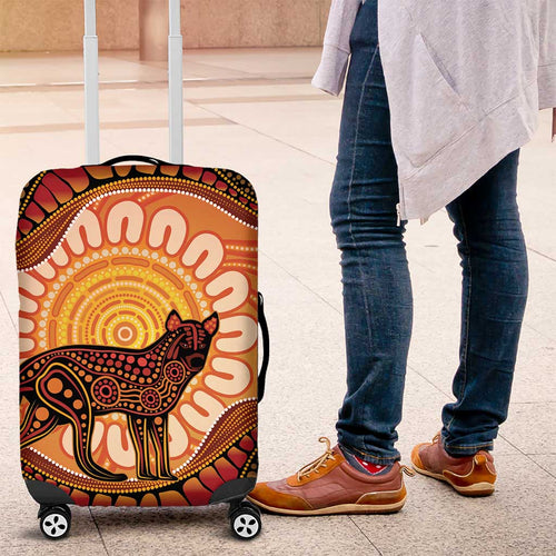 Indigenous Dingo Australia Luggage Cover Australian Aboriginal Art Proud