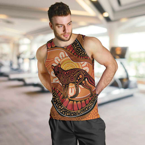 Indigenous Dingo Australia Men Tank Top Australian Aboriginal Art Proud