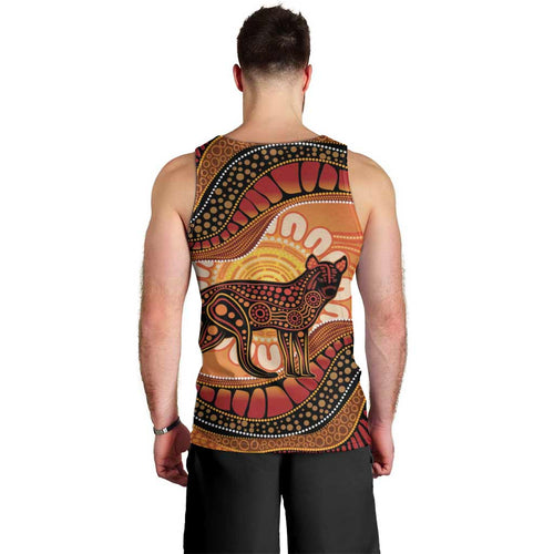 Indigenous Dingo Australia Men Tank Top Australian Aboriginal Art Proud