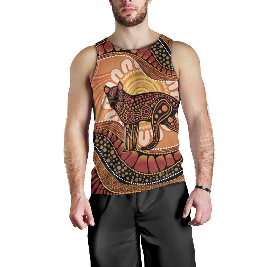 Indigenous Dingo Australia Men Tank Top Australian Aboriginal Art Proud