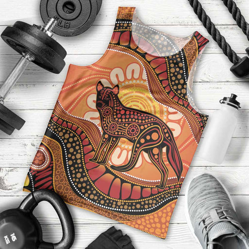 Indigenous Dingo Australia Men Tank Top Australian Aboriginal Art Proud