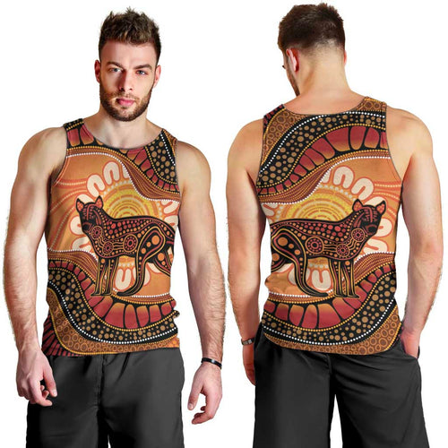 Indigenous Dingo Australia Men Tank Top Australian Aboriginal Art Proud