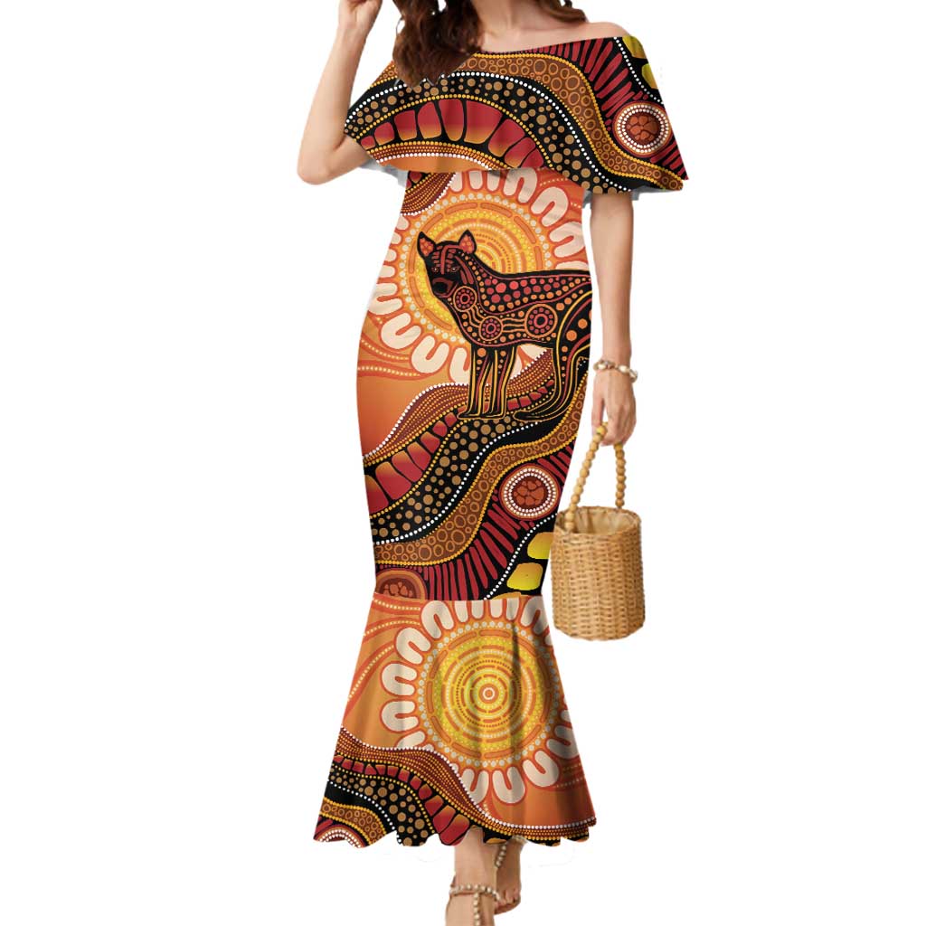 Indigenous Dingo Australia Mermaid Dress Australian Aboriginal Art Proud