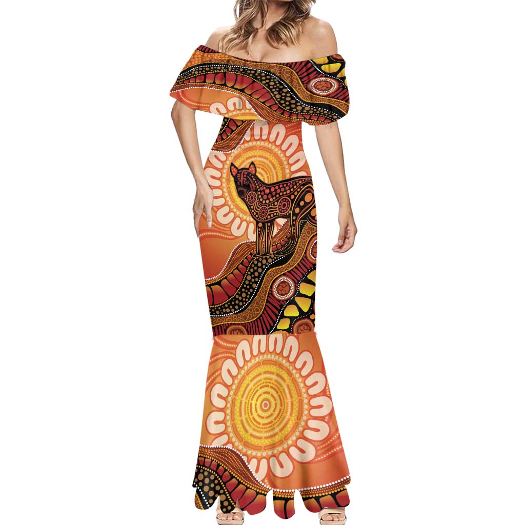 Indigenous Dingo Australia Mermaid Dress Australian Aboriginal Art Proud