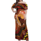 Indigenous Dingo Australia Off Shoulder Maxi Dress Australian Aboriginal Art Proud