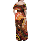 Indigenous Dingo Australia Off Shoulder Maxi Dress Australian Aboriginal Art Proud
