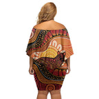 Indigenous Dingo Australia Off Shoulder Short Dress Australian Aboriginal Art Proud