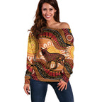 Indigenous Dingo Australia Off Shoulder Sweater Australian Aboriginal Art Proud