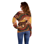 Indigenous Dingo Australia Off Shoulder Sweater Australian Aboriginal Art Proud
