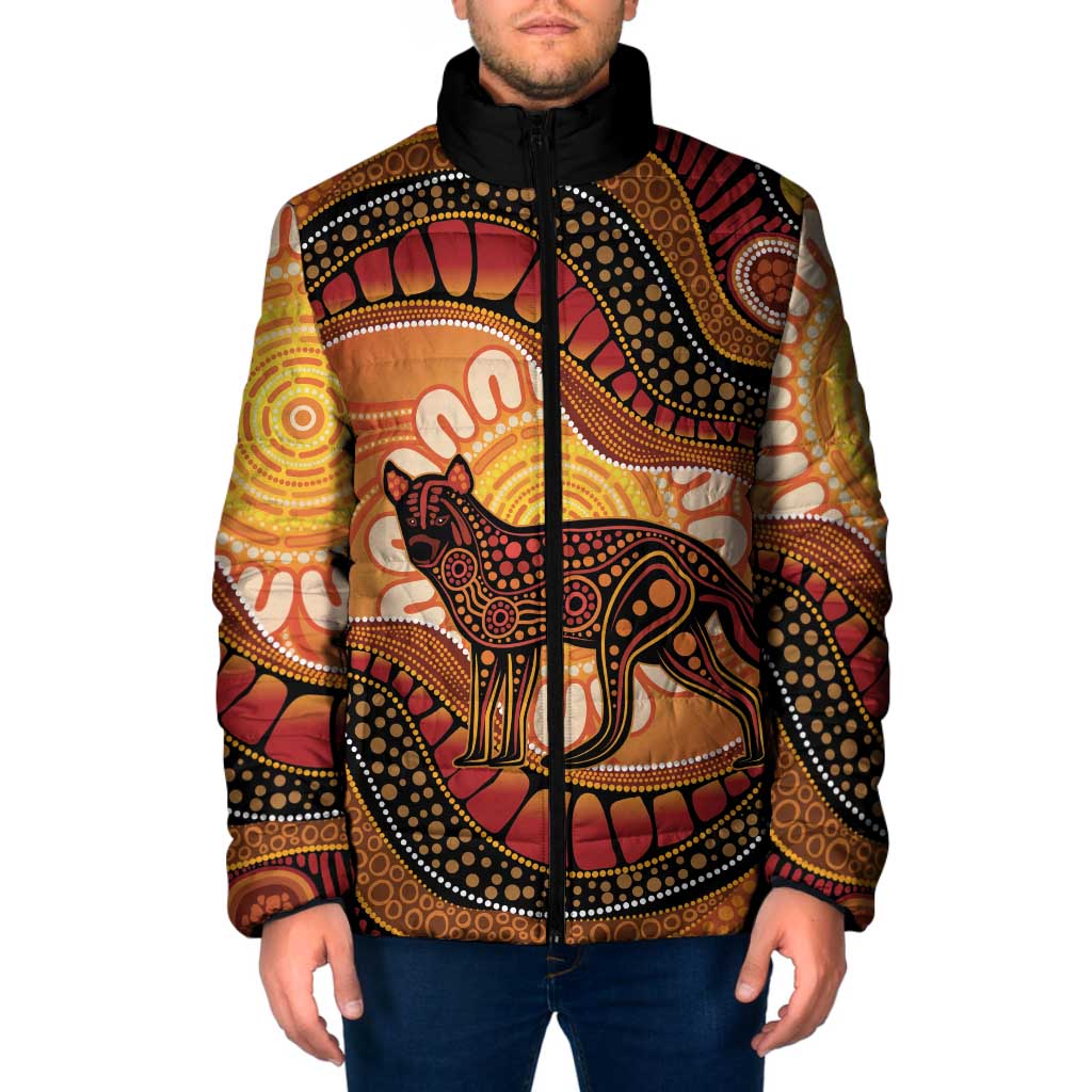 Indigenous Dingo Australia Padded Jacket Australian Aboriginal Art Proud