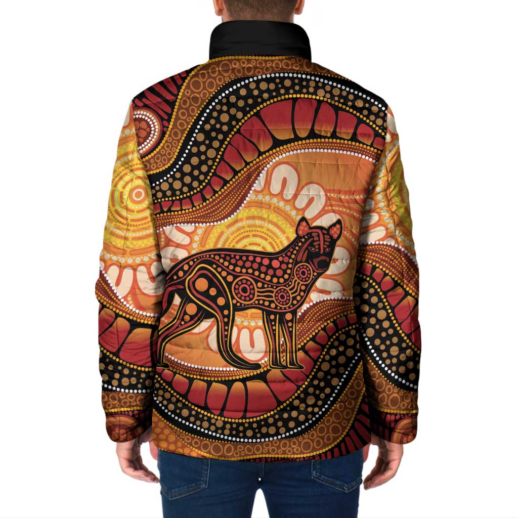 Indigenous Dingo Australia Padded Jacket Australian Aboriginal Art Proud