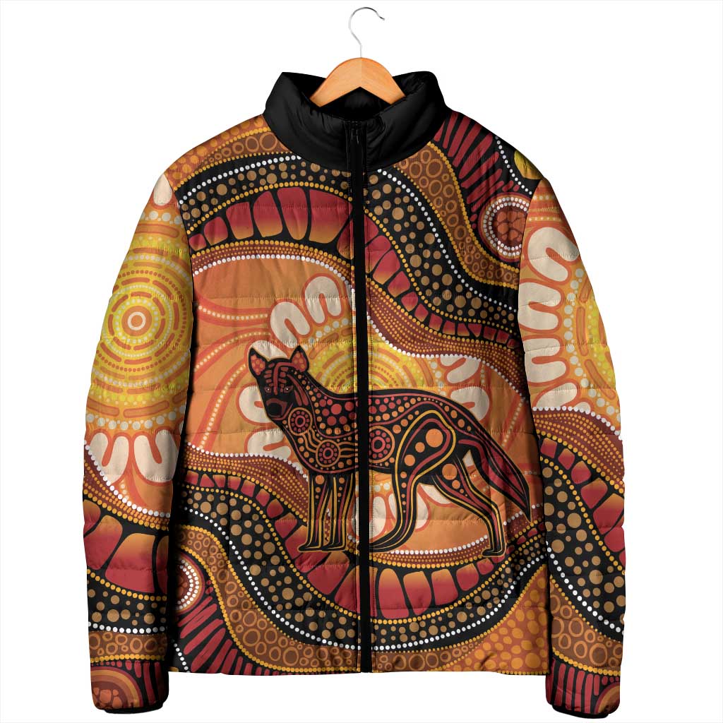 Indigenous Dingo Australia Padded Jacket Australian Aboriginal Art Proud