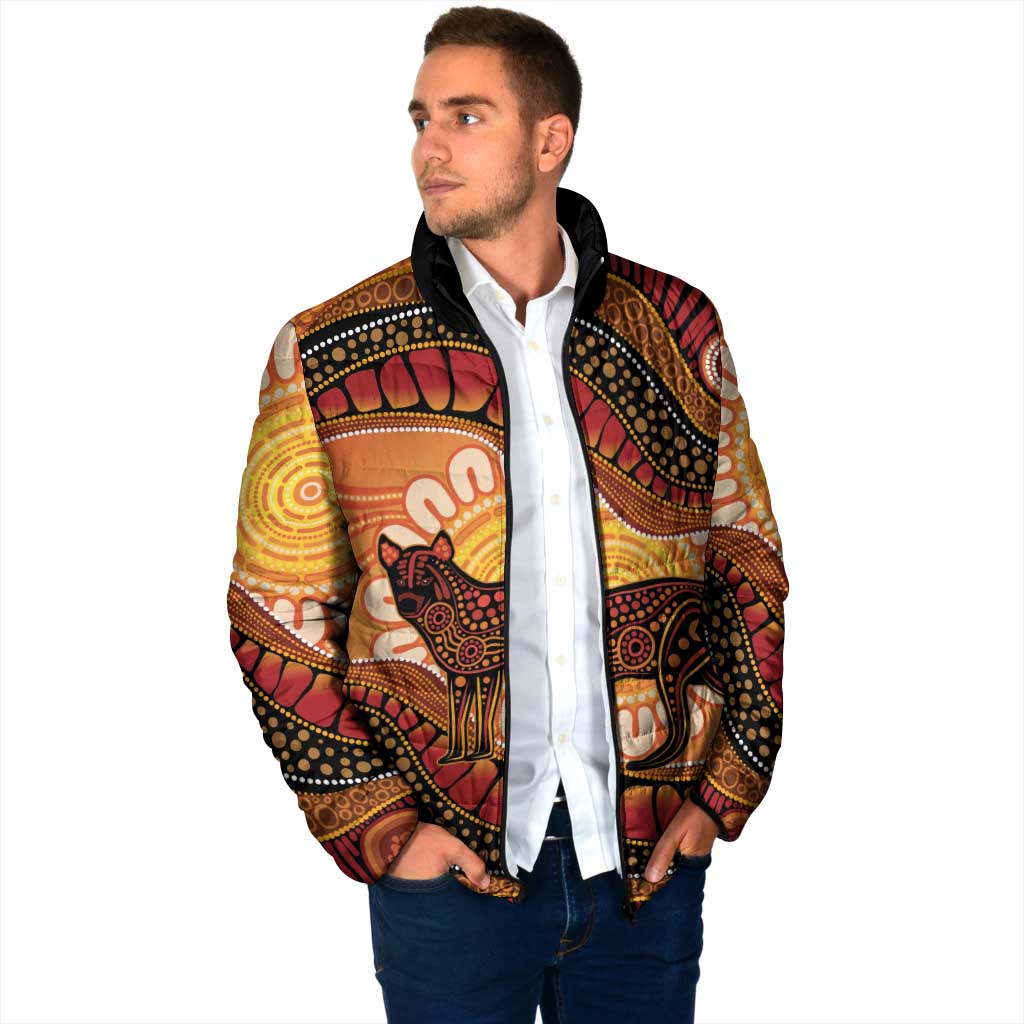 Indigenous Dingo Australia Padded Jacket Australian Aboriginal Art Proud