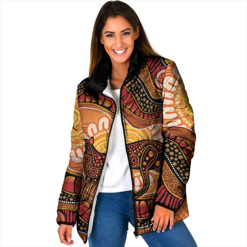 Indigenous Dingo Australia Padded Jacket Australian Aboriginal Art Proud