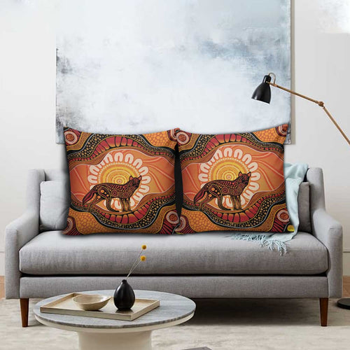 Indigenous Dingo Australia Pillow Cover Australian Aboriginal Art Proud