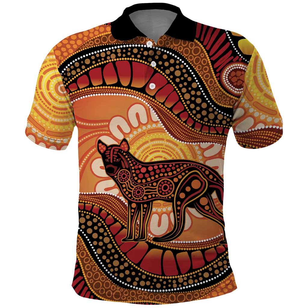 Indigenous Dingo Australia Polo Shirt Australian Aboriginal Art Proud