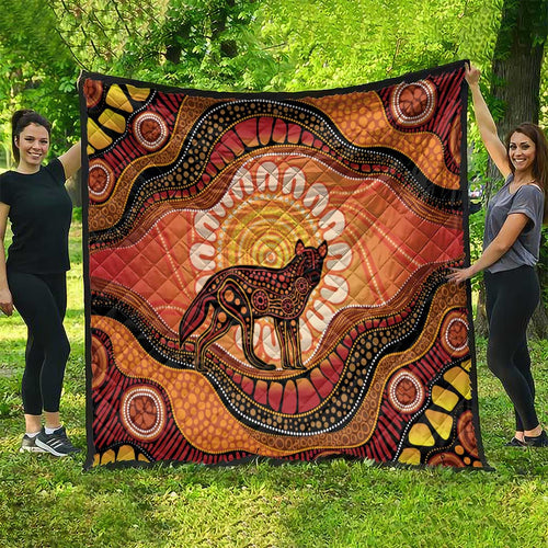 Indigenous Dingo Australia Quilt Australian Aboriginal Art Proud