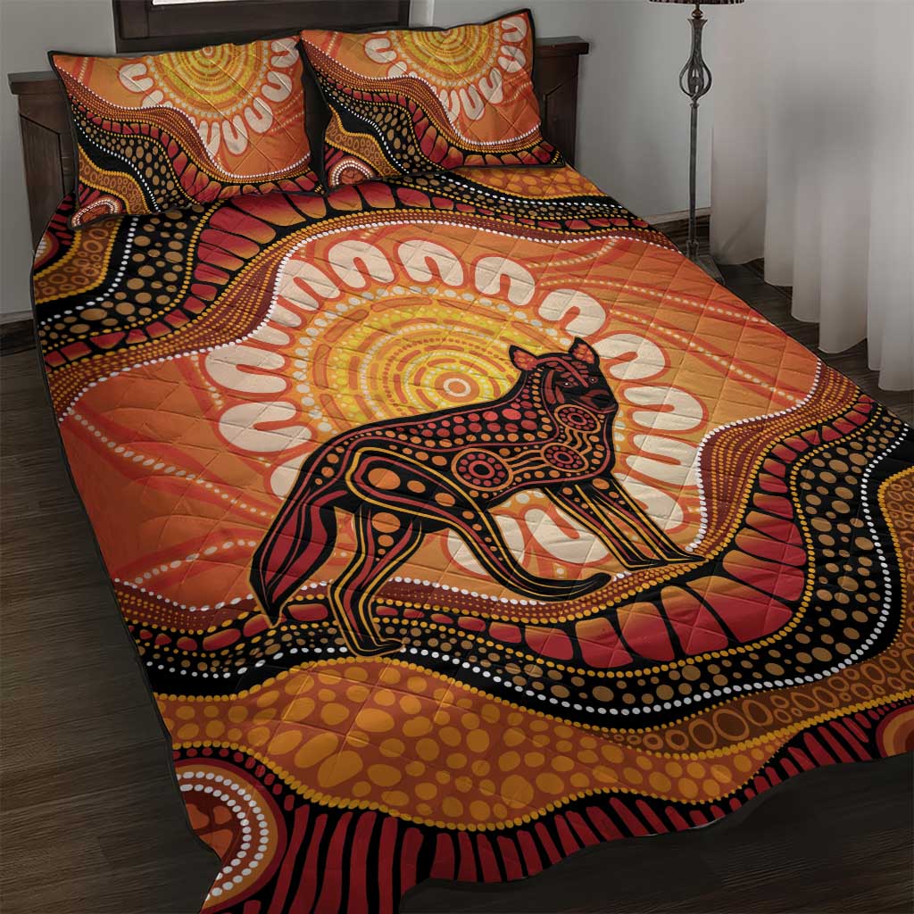 Indigenous Dingo Australia Quilt Bed Set Australian Aboriginal Art Proud