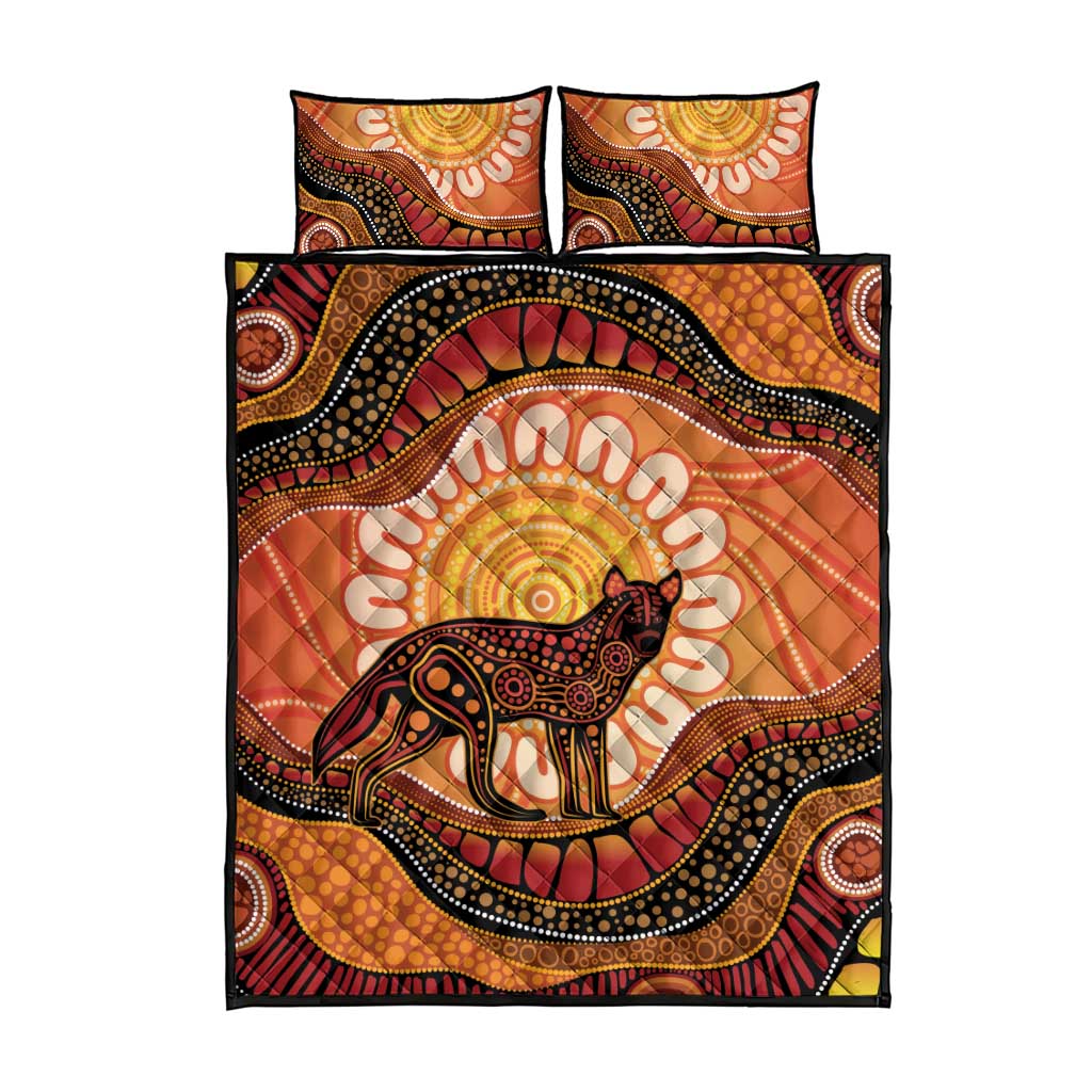 Indigenous Dingo Australia Quilt Bed Set Australian Aboriginal Art Proud