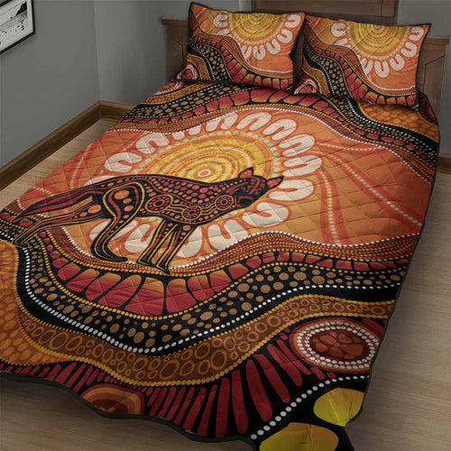 Indigenous Dingo Australia Quilt Bed Set Australian Aboriginal Art Proud