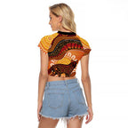 Indigenous Dingo Australia Raglan Cropped T Shirt Australian Aboriginal Art Proud