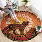 Indigenous Dingo Australia Round Carpet Australian Aboriginal Art Proud