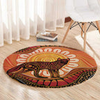 Indigenous Dingo Australia Round Carpet Australian Aboriginal Art Proud