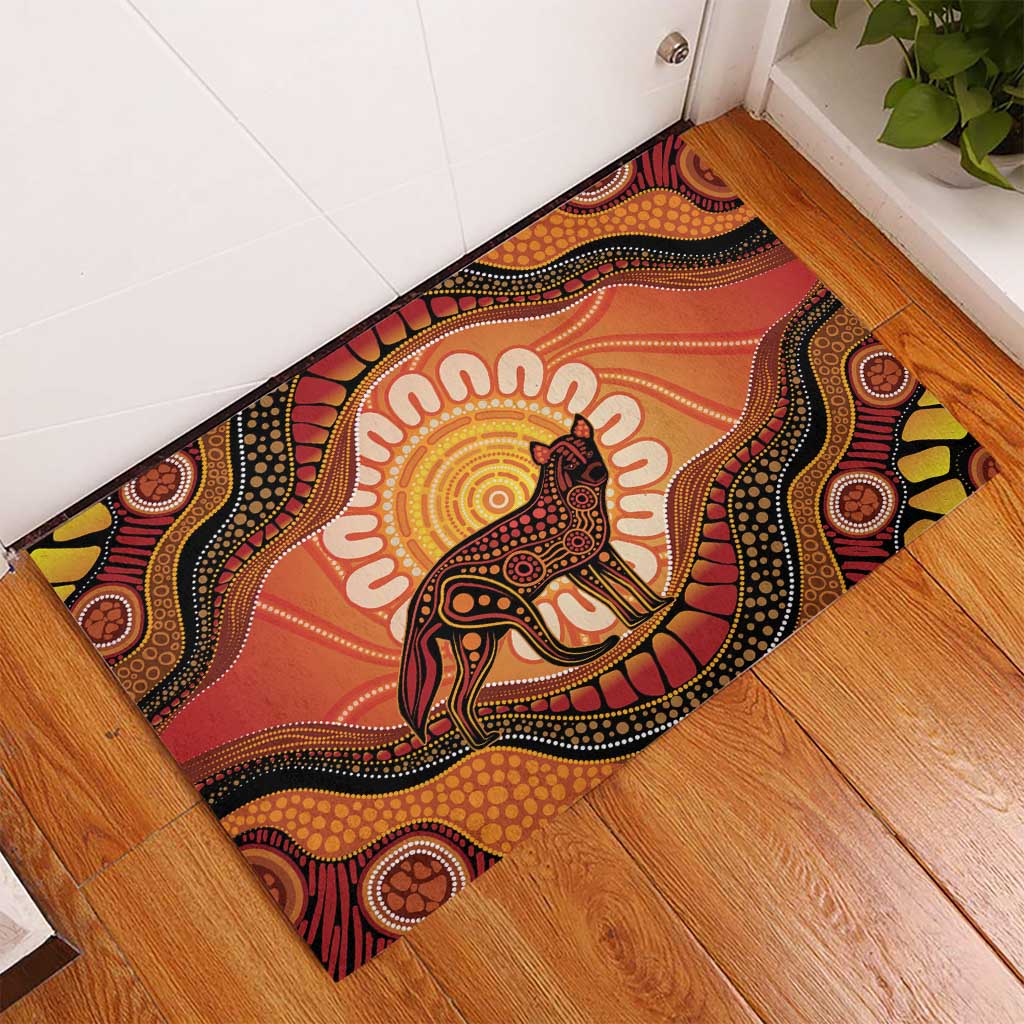 Indigenous Dingo Australia Rubber Doormat Australian Aboriginal Art Proud
