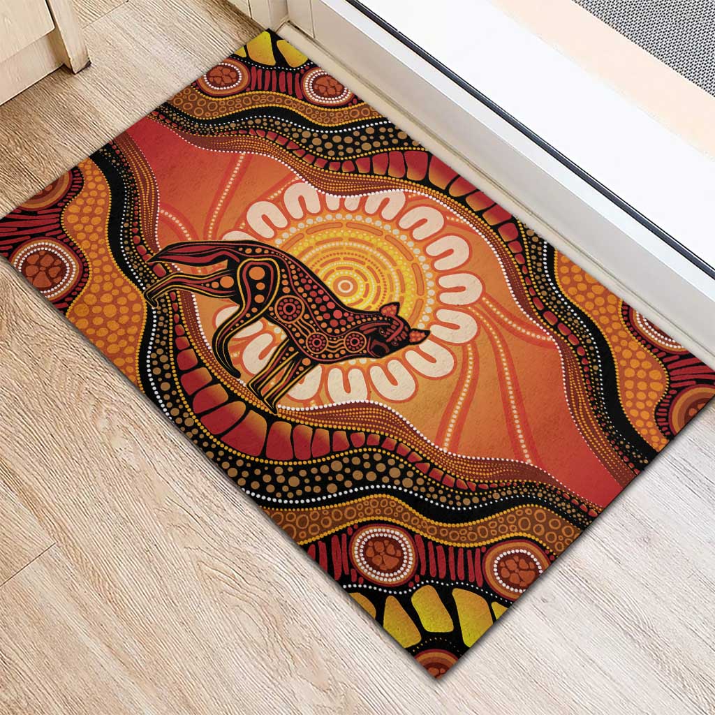Indigenous Dingo Australia Rubber Doormat Australian Aboriginal Art Proud