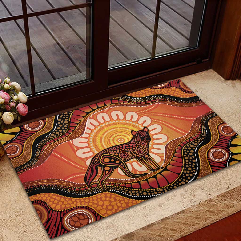 Indigenous Dingo Australia Rubber Doormat Australian Aboriginal Art Proud