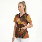 Indigenous Dingo Australia Scrub Top Australian Aboriginal Art Proud