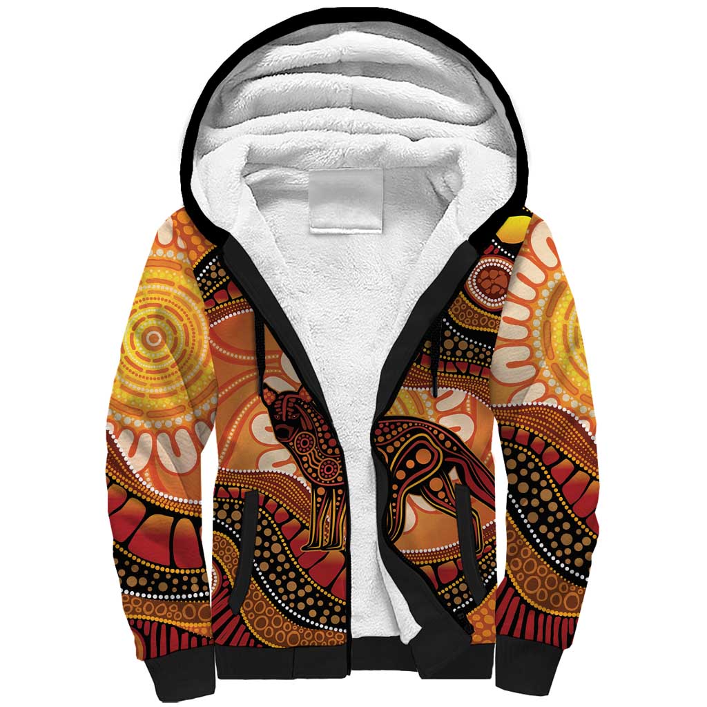 Indigenous Dingo Australia Sherpa Hoodie Australian Aboriginal Art Proud