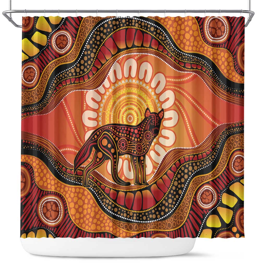 Indigenous Dingo Australia Shower Curtain Australian Aboriginal Art Proud