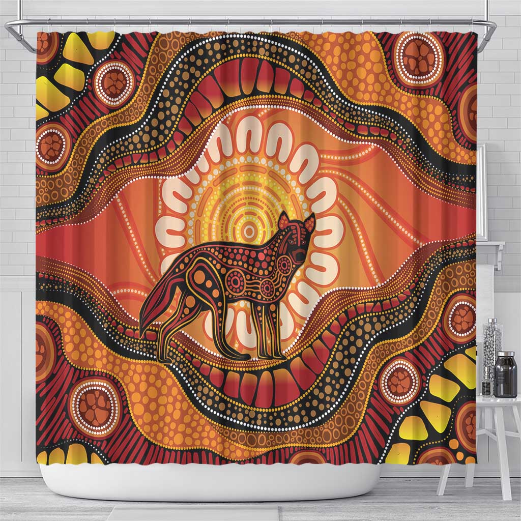 Indigenous Dingo Australia Shower Curtain Australian Aboriginal Art Proud