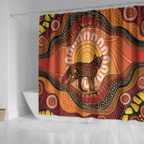 Indigenous Dingo Australia Shower Curtain Australian Aboriginal Art Proud