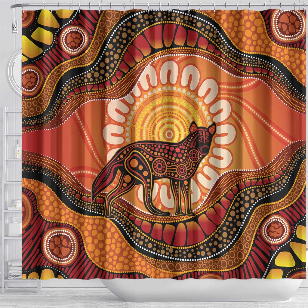 Indigenous Dingo Australia Shower Curtain Australian Aboriginal Art Proud