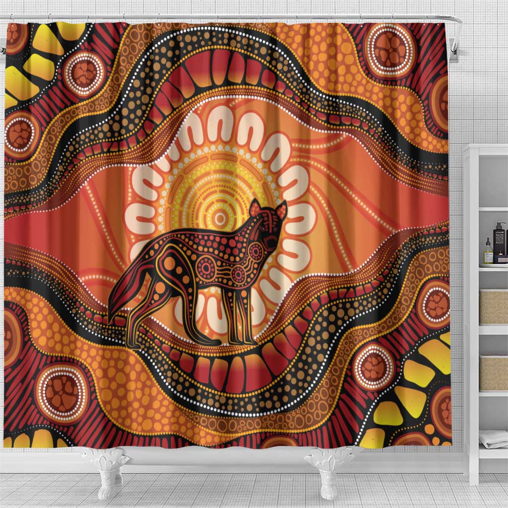 Indigenous Dingo Australia Shower Curtain Australian Aboriginal Art Proud