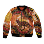 Indigenous Dingo Australia Sleeve Zip Bomber Jacket Australian Aboriginal Art Proud