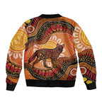 Indigenous Dingo Australia Sleeve Zip Bomber Jacket Australian Aboriginal Art Proud