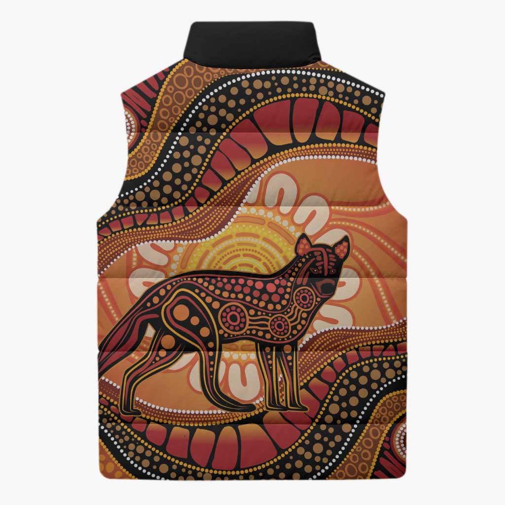 Indigenous Dingo Australia Sleeveless Puffer Jacket Australian Aboriginal Art Proud