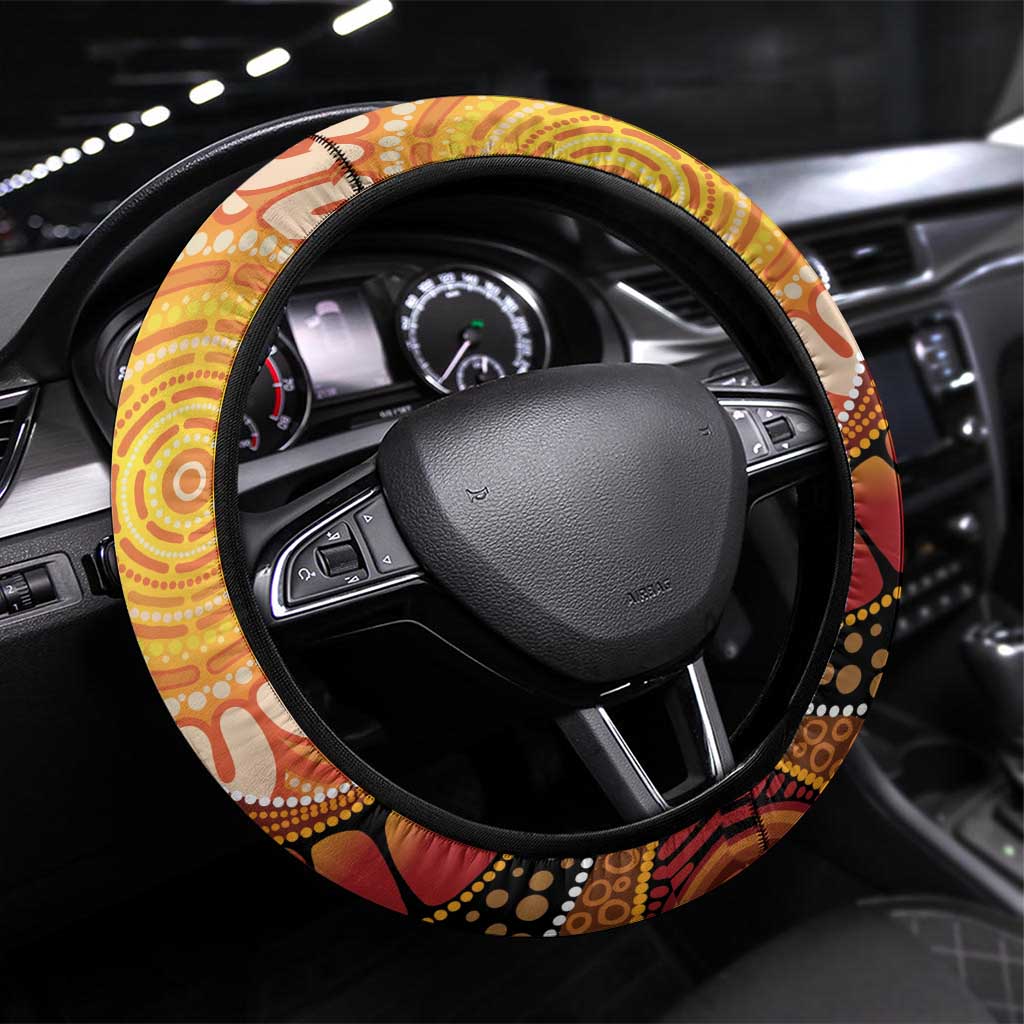 Indigenous Dingo Australia Steering Wheel Cover Australian Aboriginal Art Proud