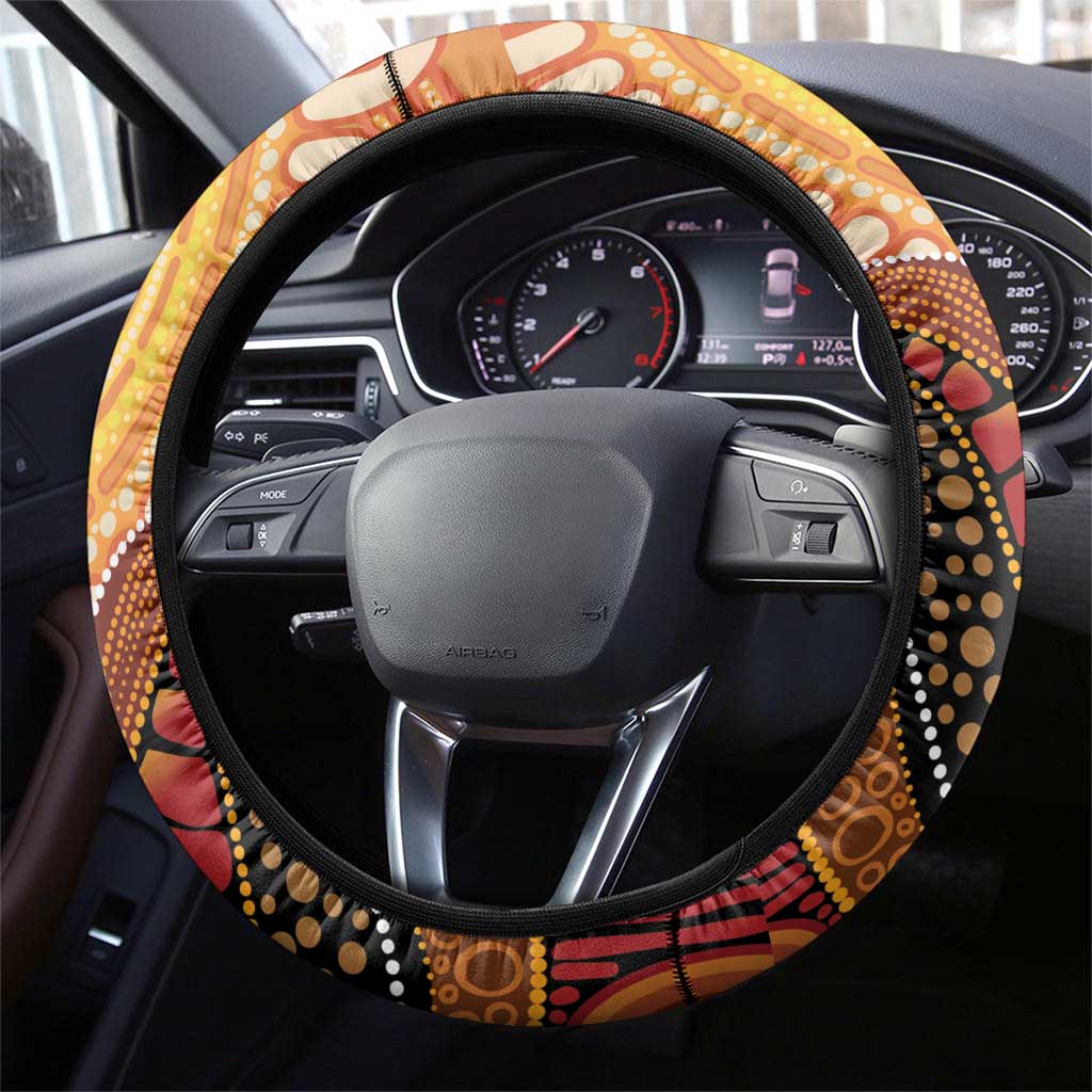 Indigenous Dingo Australia Steering Wheel Cover Australian Aboriginal Art Proud