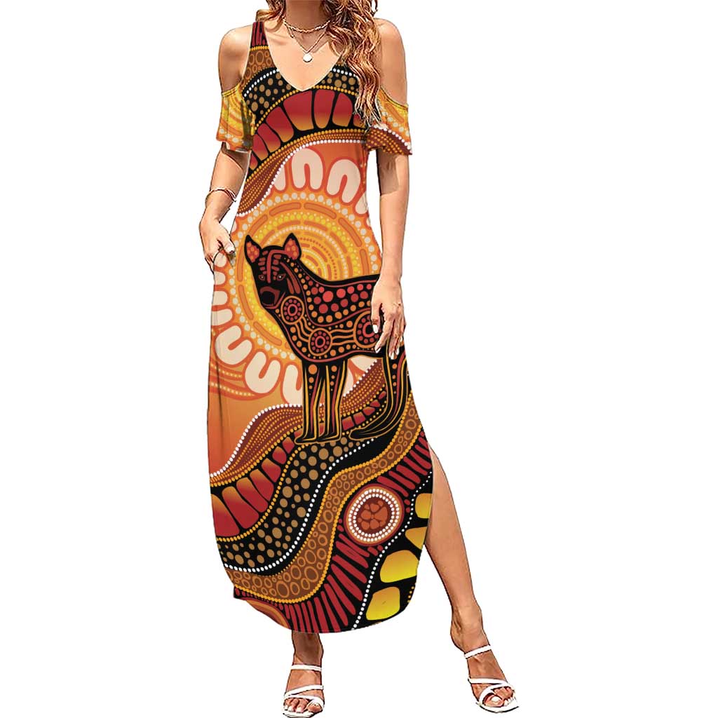 Indigenous Dingo Australia Summer Maxi Dress Australian Aboriginal Art Proud