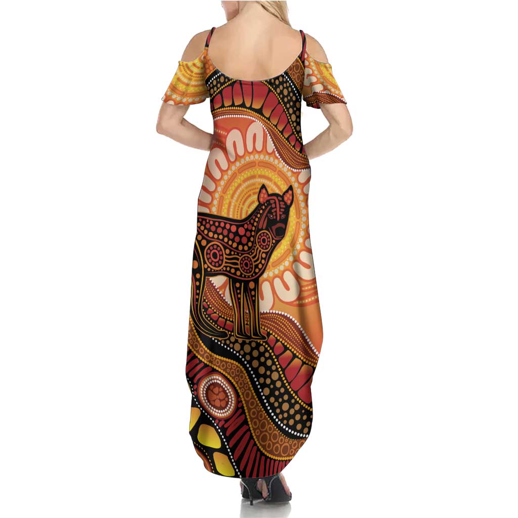 Indigenous Dingo Australia Summer Maxi Dress Australian Aboriginal Art Proud