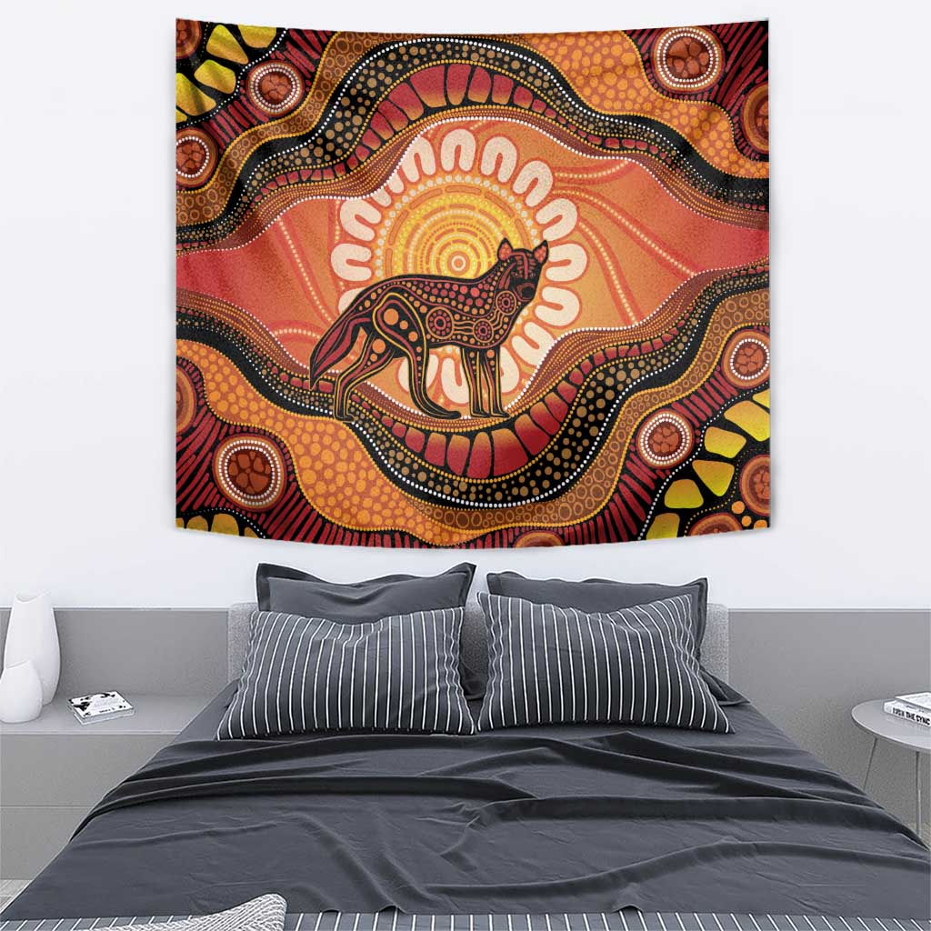 Indigenous Dingo Australia Tapestry Australian Aboriginal Art Proud