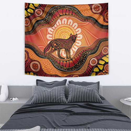 Indigenous Dingo Australia Tapestry Australian Aboriginal Art Proud