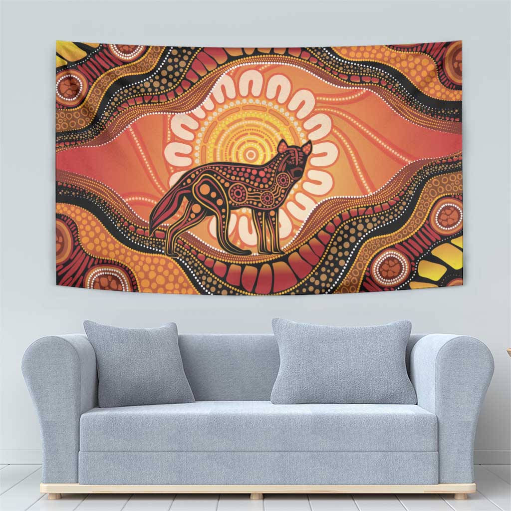 Indigenous Dingo Australia Tapestry Australian Aboriginal Art Proud