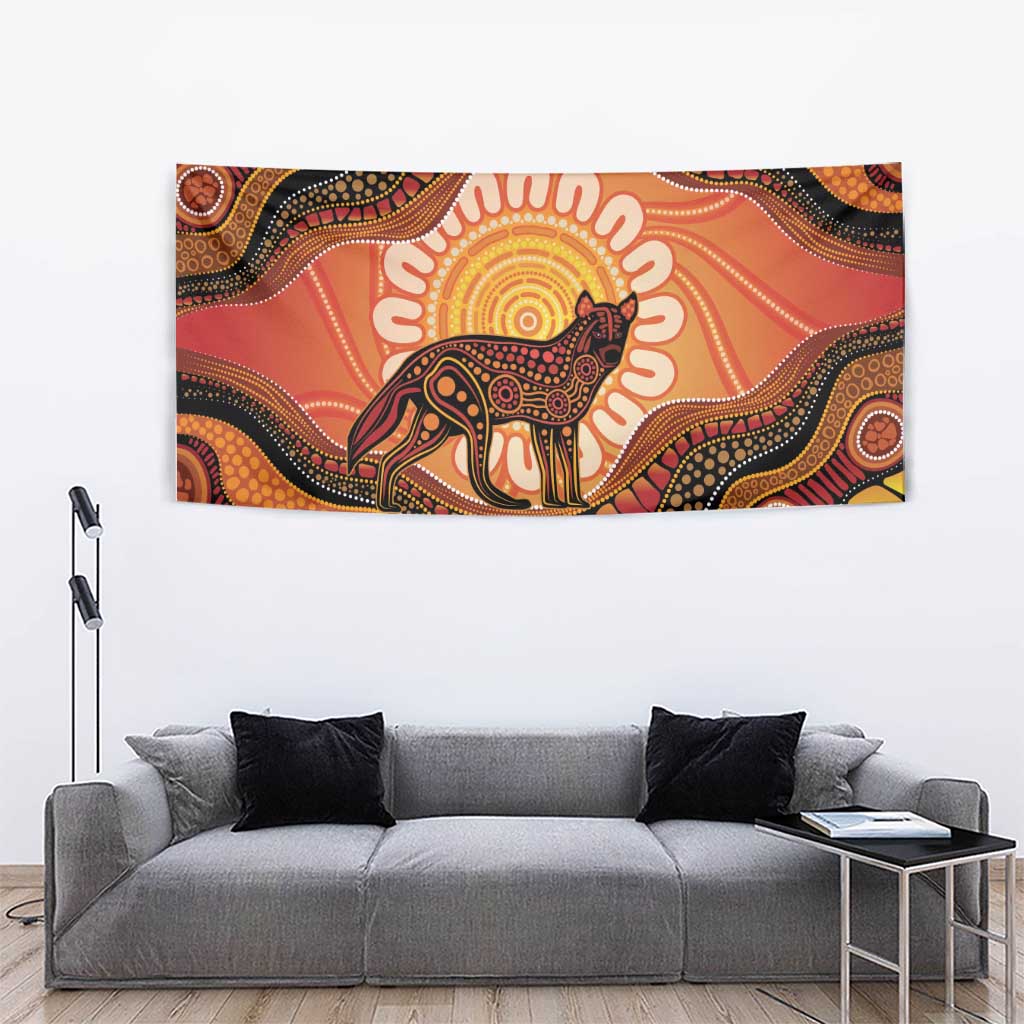Indigenous Dingo Australia Tapestry Australian Aboriginal Art Proud