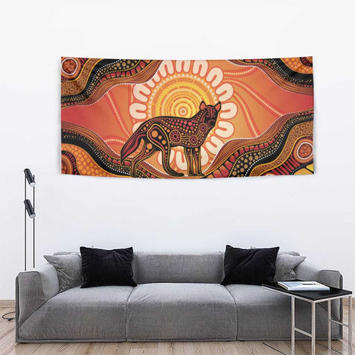 Indigenous Dingo Australia Tapestry Australian Aboriginal Art Proud